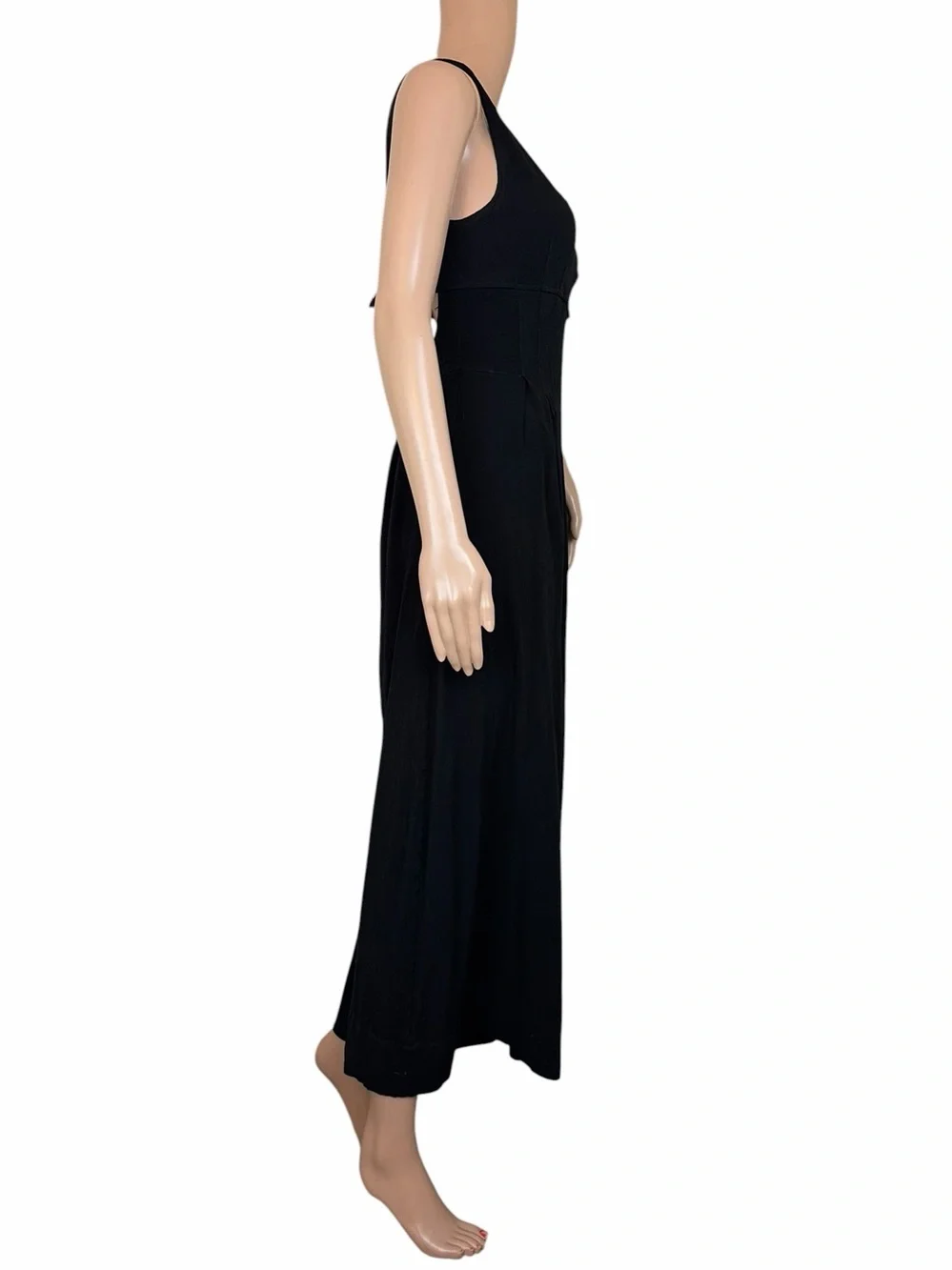 Free People Black Open Back Wide Leg Jumpsuit Tie Back Cutout Sleeveless